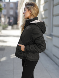 Γυναικείο μπουφάν μαύρο-μπεζ OZONEE JS/16M9315/392B