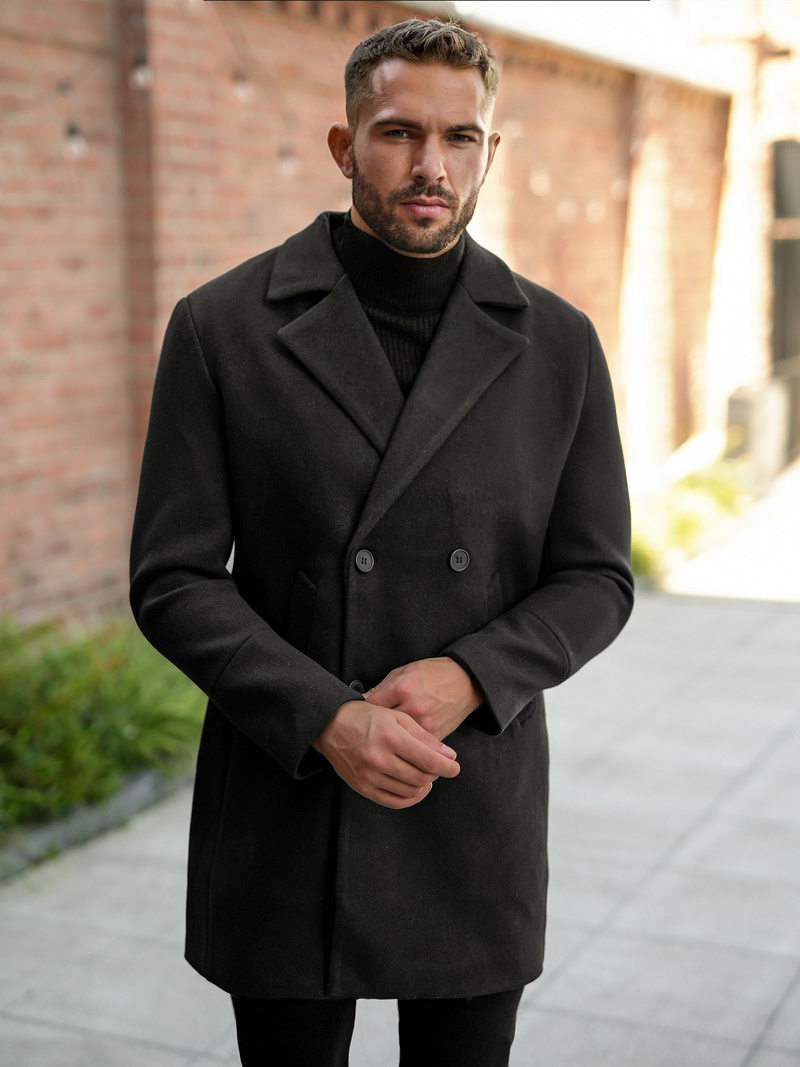 Ανδρικό παλτό μαύρο OZONEE JS/11Z8269