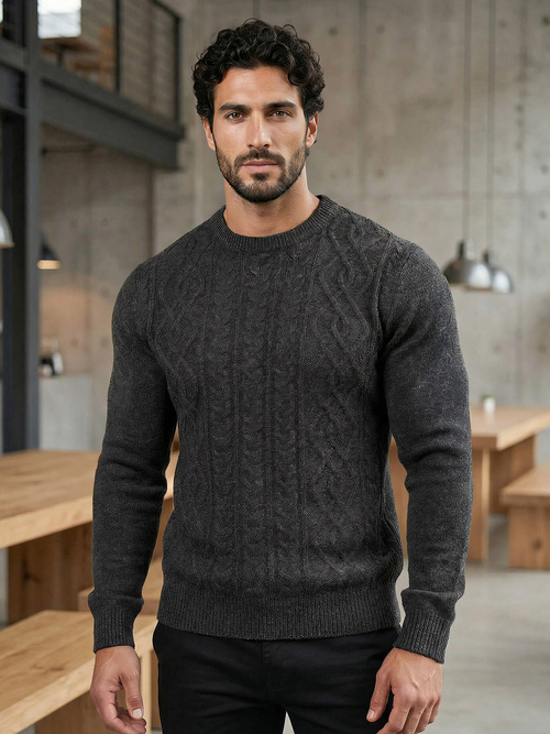 Ανδρικό πουλόβερ Γραφίτης OZONEE JS/59B3610/5