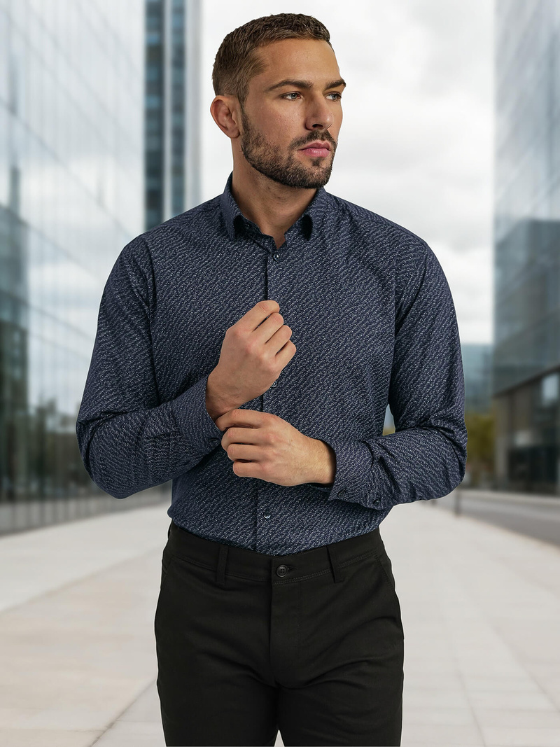 Ανδρικό πουκάμισο ναυτικό μπλε OZONEE V/V186