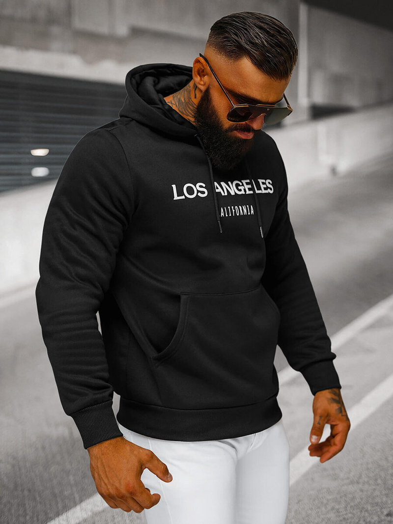 Ανδρικό Φούτερ με Κουκούλα μαύρο OZONEE JS/27B6507/3