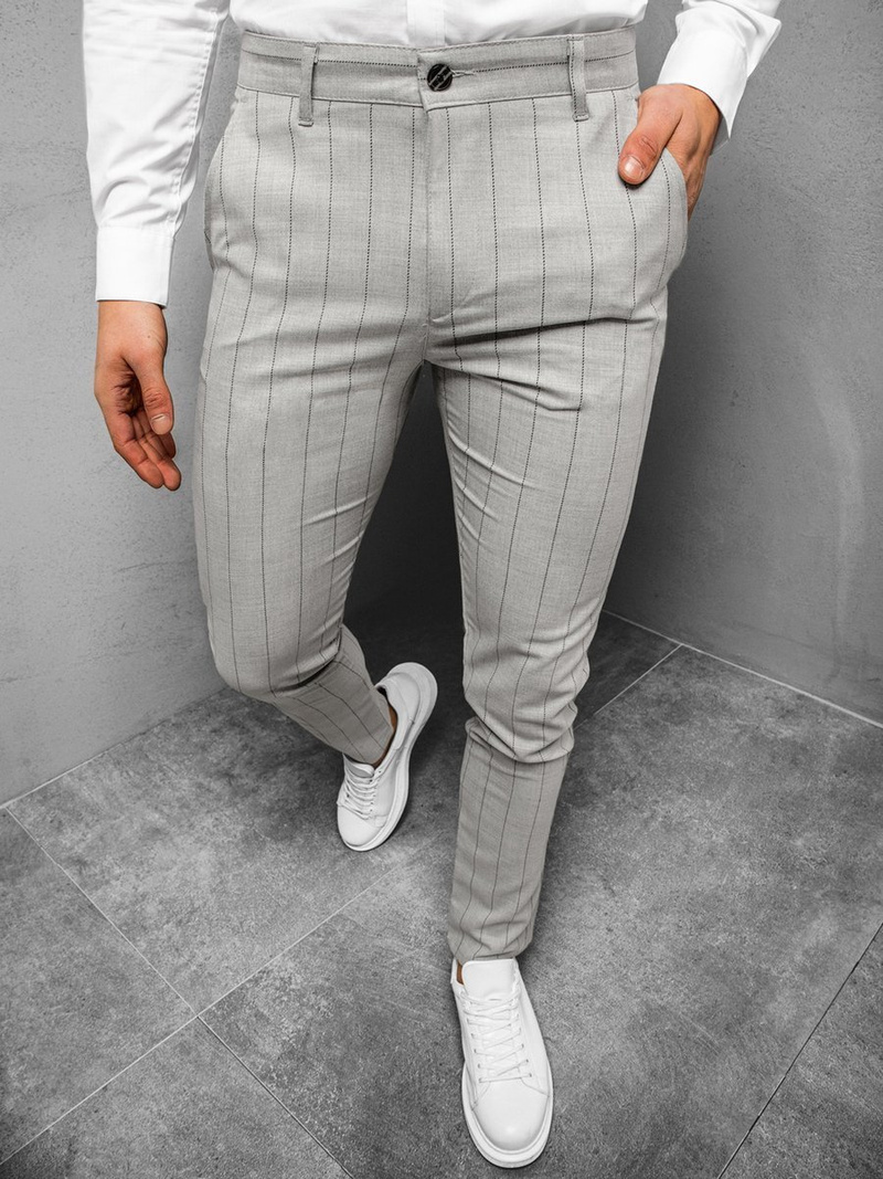 Ανδρικό παντελόνι chino ανοιχτό-γκρι OZONEE DJ/5501