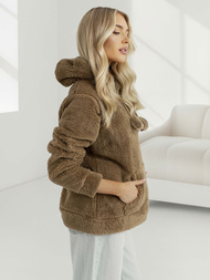 Γυναικείο φούτερ με κουκούλα κάμελ OZONEE JS/HH192/157