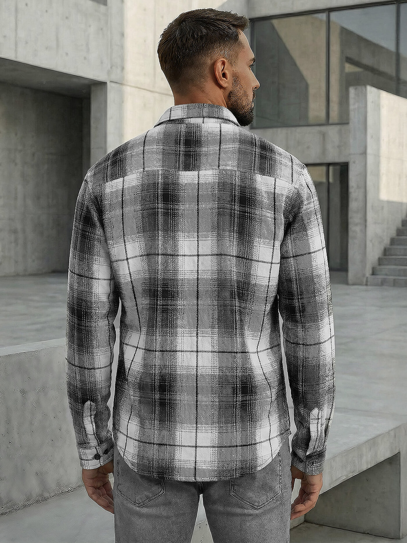 Ανδρικό πουκάμισο μαύρο άσπρο OZONEE NB/MC728N/4Z