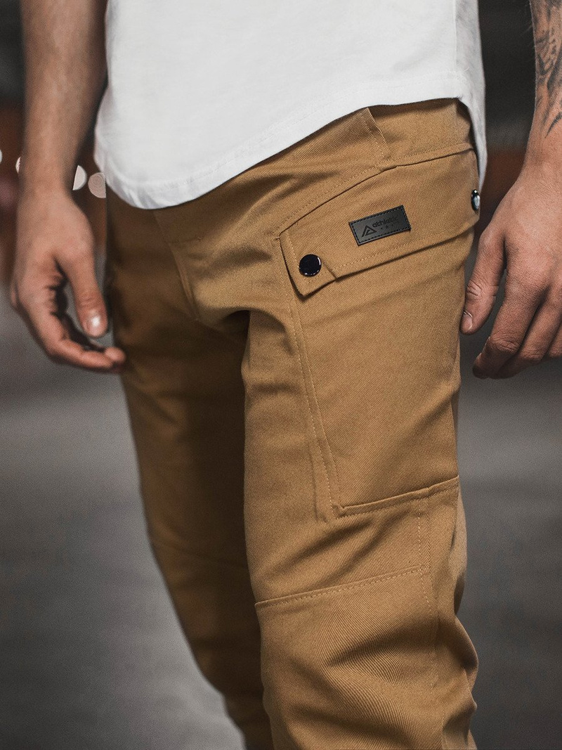 Ανδρικό παντελόνι chino jogger κάμελ OZONEE O/11103