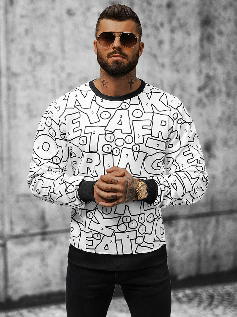 Ανδρικό Φούτερ λευκό OZONEE JS/8B1136/1