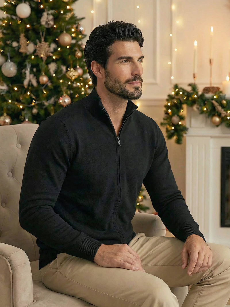 Ανδρικό πουλόβερ μαύρο OZONEE NB/MM6004/4Z