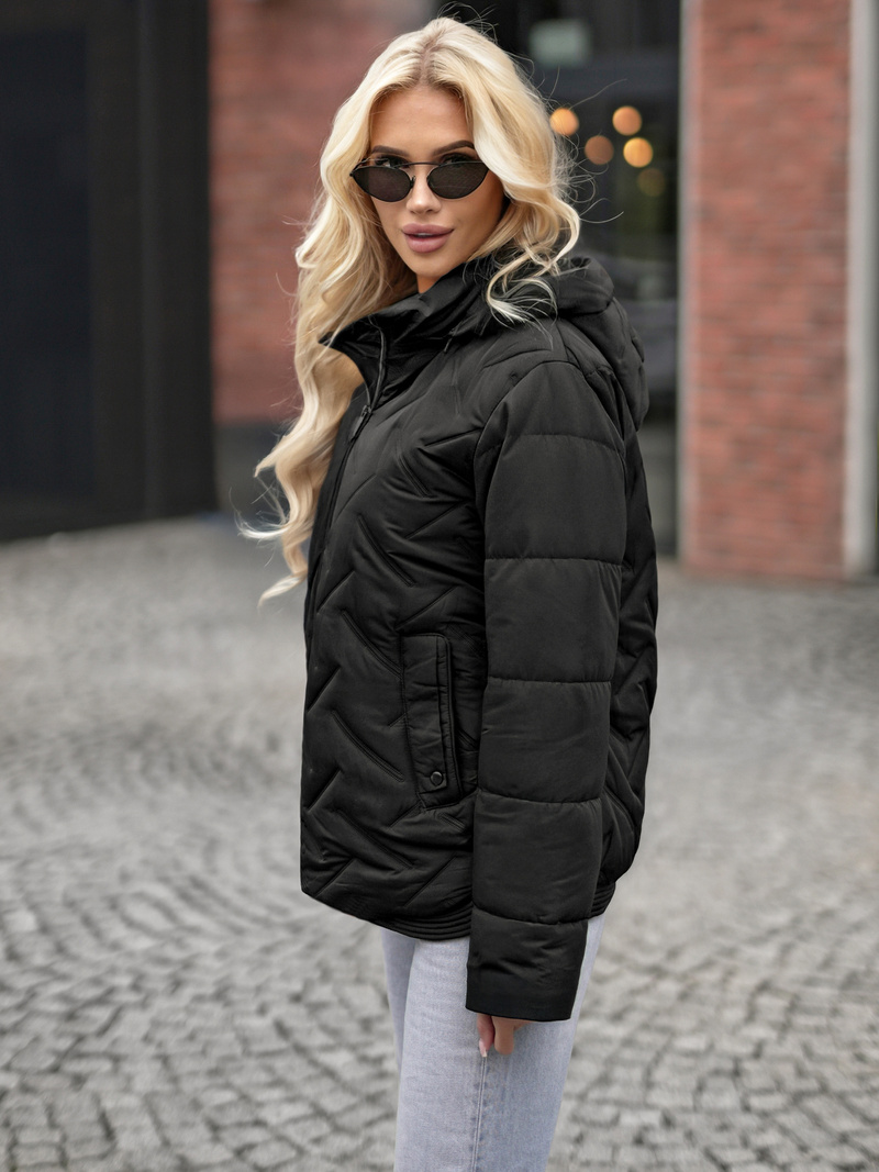 Γυναικείο μπουφάν μαύρο OZONEE JS/16M9300/392Z