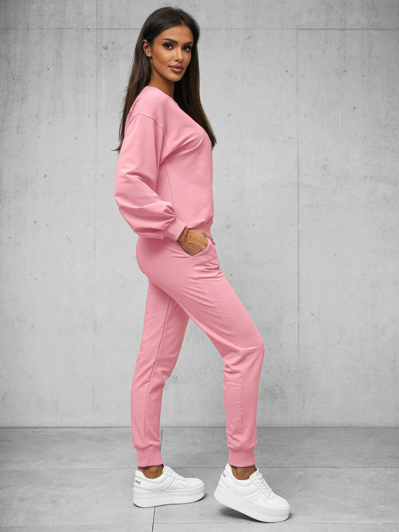 Γυναικείο σετ φόρμας δύο κομματιών ροζ OZONEE O/12113Z