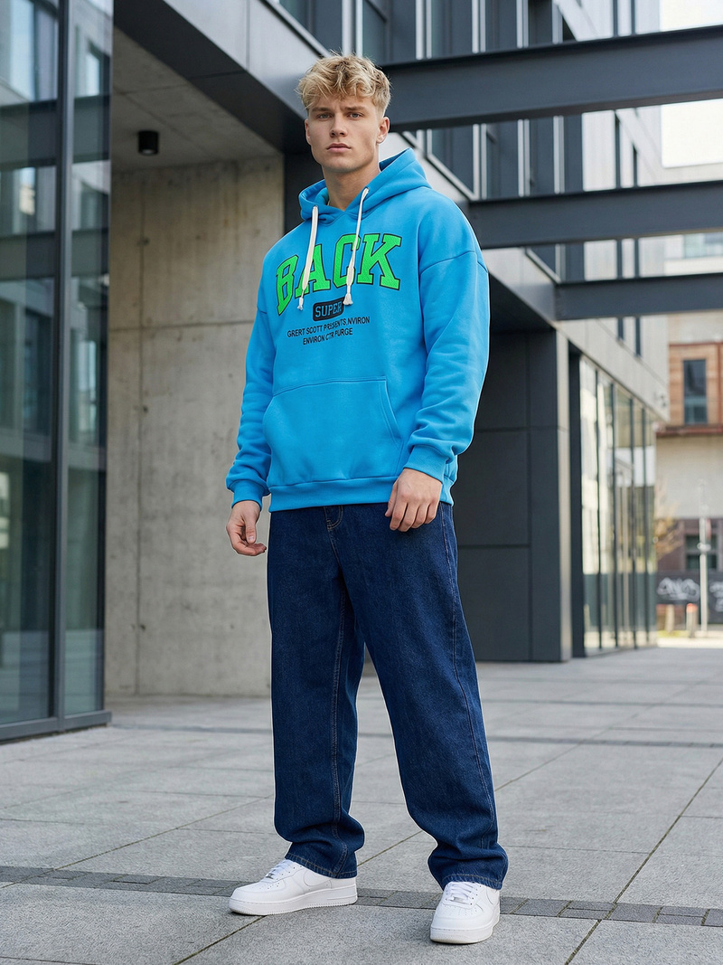 Ανδρικό Φούτερ με Κουκούλα mπλε OZONEE O/TT30513Z