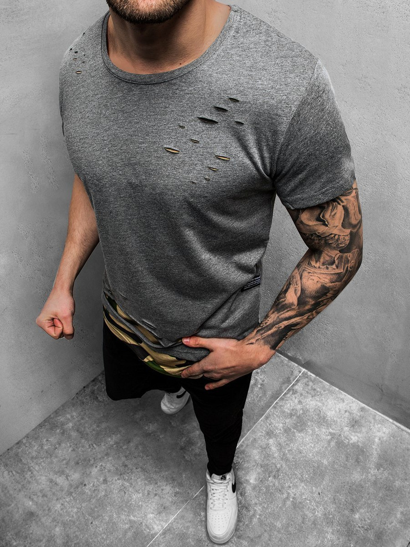 Ανδρικό μπλουζάκι γραφίτη OZONEE O/1115Z