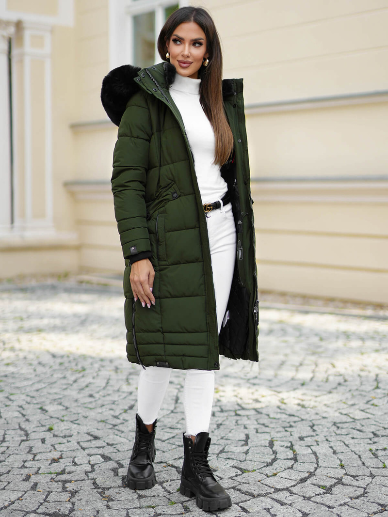 Γυναικείο μπουφάν χακί OZONEE O/W377Z