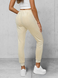 Γυναικείο βελούδινο παντελόνι φόρμας eκρού OZONEE JS/8K1532/155