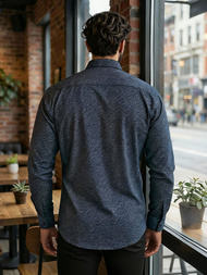 Ανδρικό πουκάμισο ναυτικό μπλε OZONEE V/V186Z