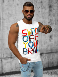 Ανδρικό αμάνικο μπλουζάκι λευκό OZONEE O/T102/1Z