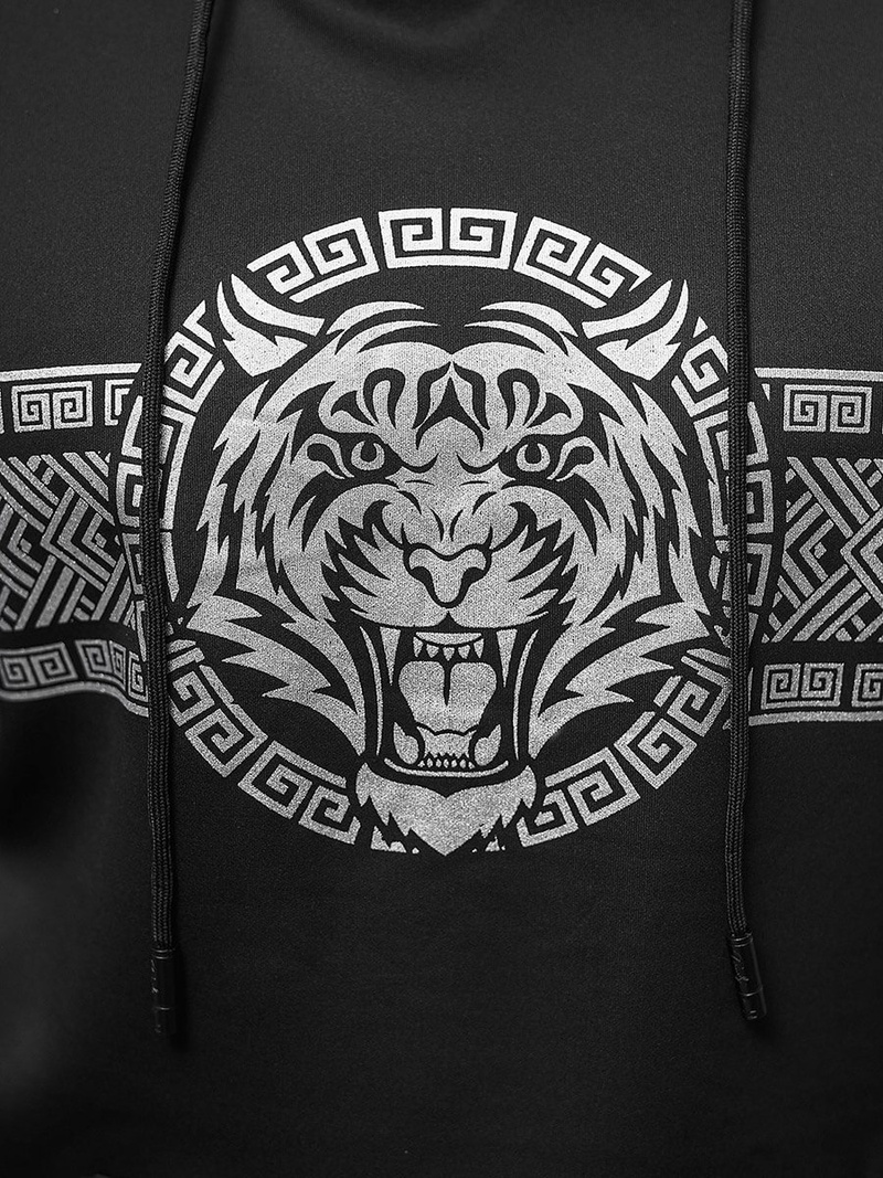 Ανδρικό Φούτερ με kουκούλα mαύρος OZONEE JS/8B996/3