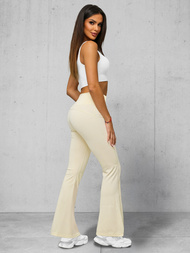 Γυναικείο κολάν με φαρδιά πόδια eκρού OZONEE JS/17K570/1