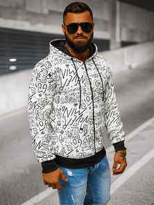 Ανδρικό Φούτερ με Kουκούλα λευκό OZONEE JS/8B1182/1