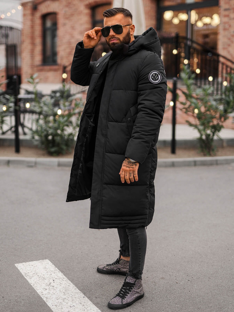 Ανδρικό χειμερινό μπουφάν μαύρο OZONEE JS/19M1290/392