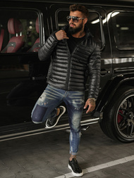 Ανδρικό μπουφάν mαύρος OZONEE JS/16M9336/392BZ