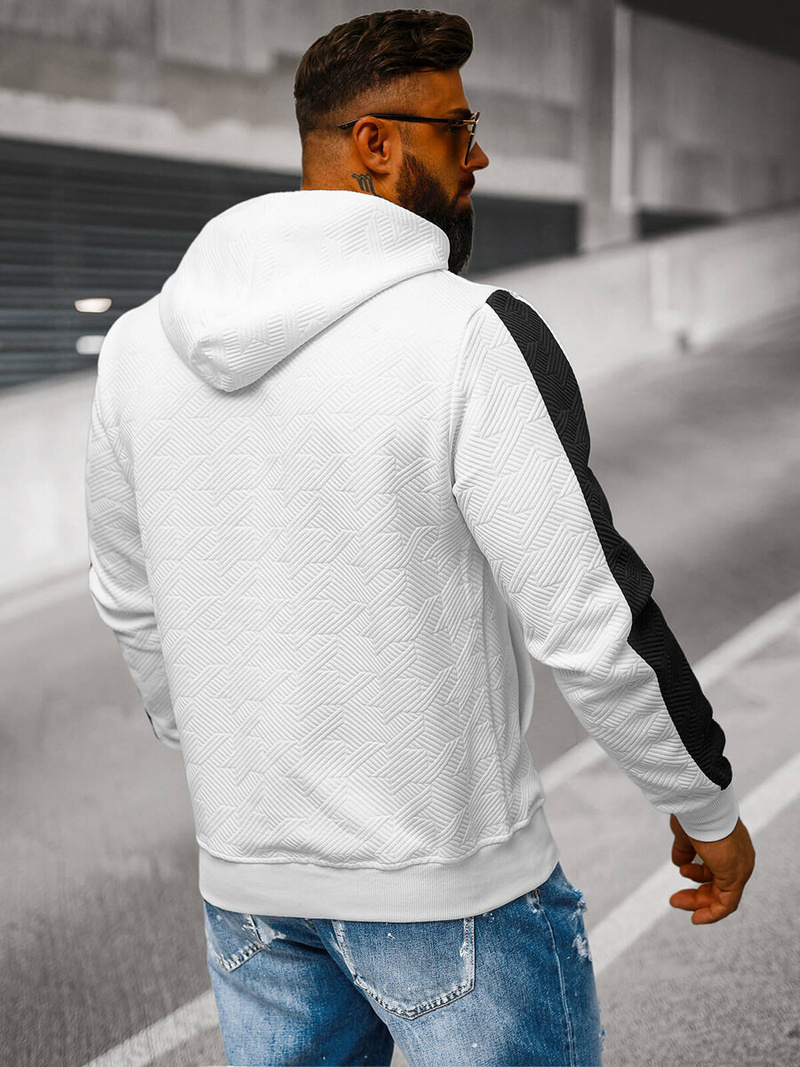 Ανδρικό Φούτερ με Κουκούλα λευκό OZONEE JS/3B579