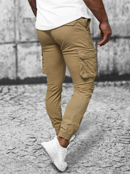 Ανδρικό παντελόνι chino jogger mπεζ OZONEE NB/MP0202K