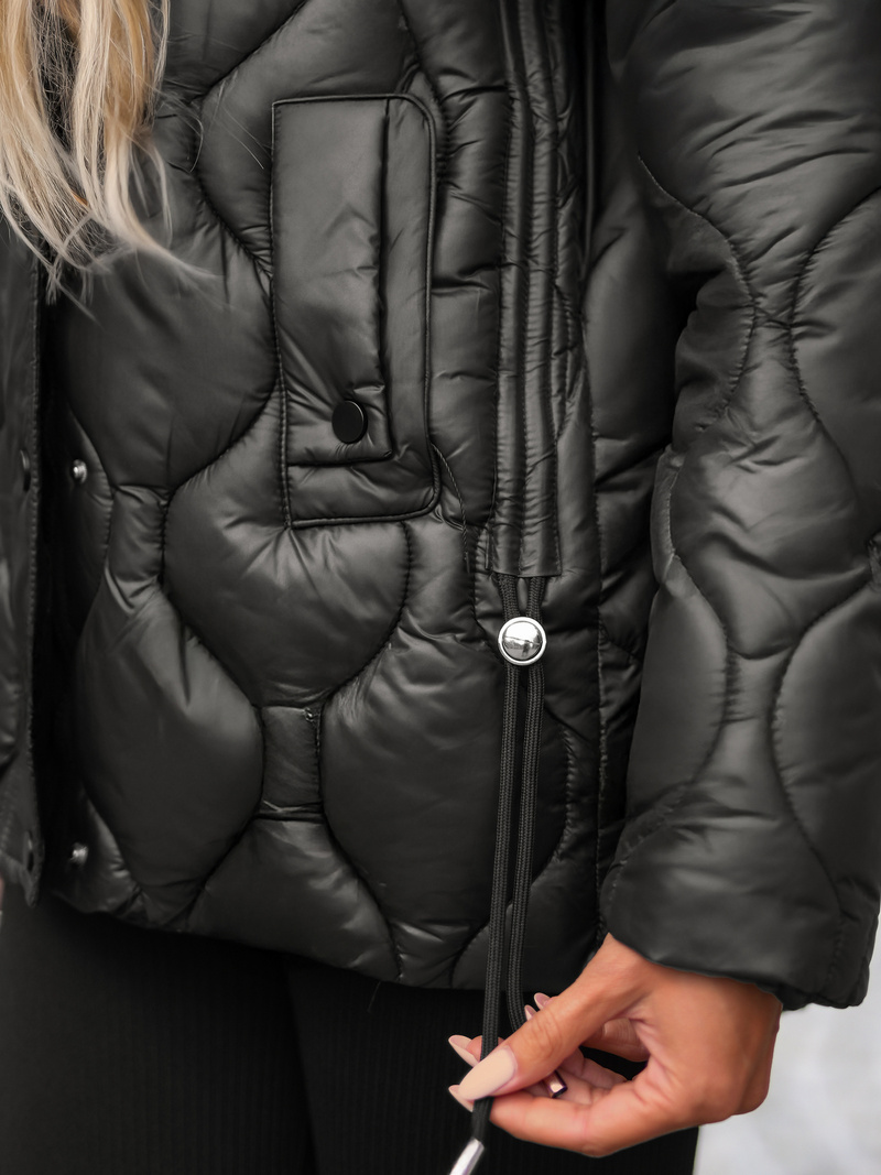 Γυναικείο μπουφάν mαύρο και καφέ OZONEE JS/5M3226/392A