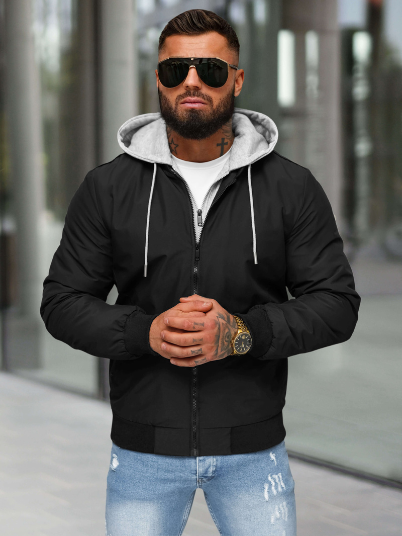 Ανδρικό μπουφάν μαύρο OZONEE JS/84M3031/392