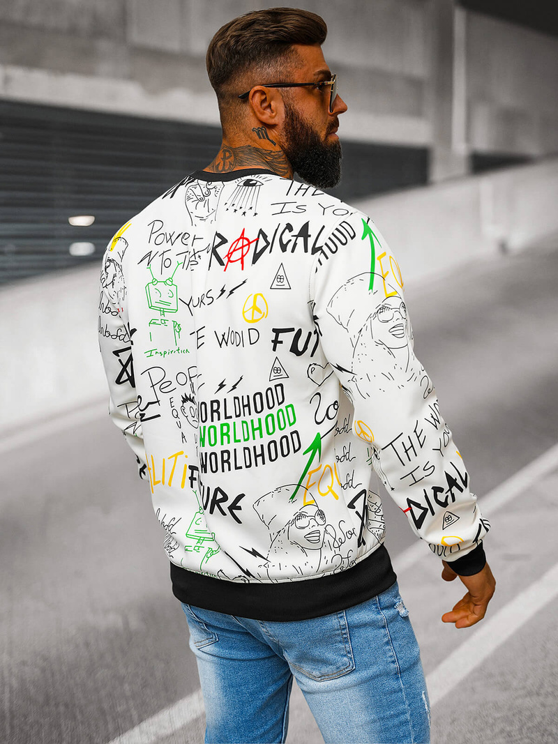 Ανδρικό Φούτερ λευκό OZONEE JS/8B1228/1