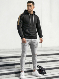 Ανδρικό Φούτερ με Κουκούλα μαύρο OZONEE JS/8B1730/3Z