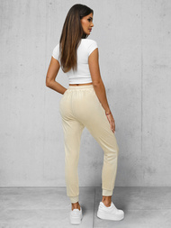 Γυναικείο βελούδινο παντελόνι φόρμας eκρού OZONEE JS/8K1532/155