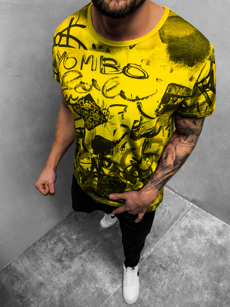 Ανδρικό μπλουζάκι κίτρινο OZONEE JS/KS1987Z