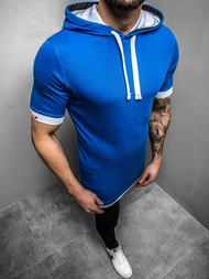 Ανδρικό μπλουζάκι με κουκούλα μπλε OZONEE O/1273Z