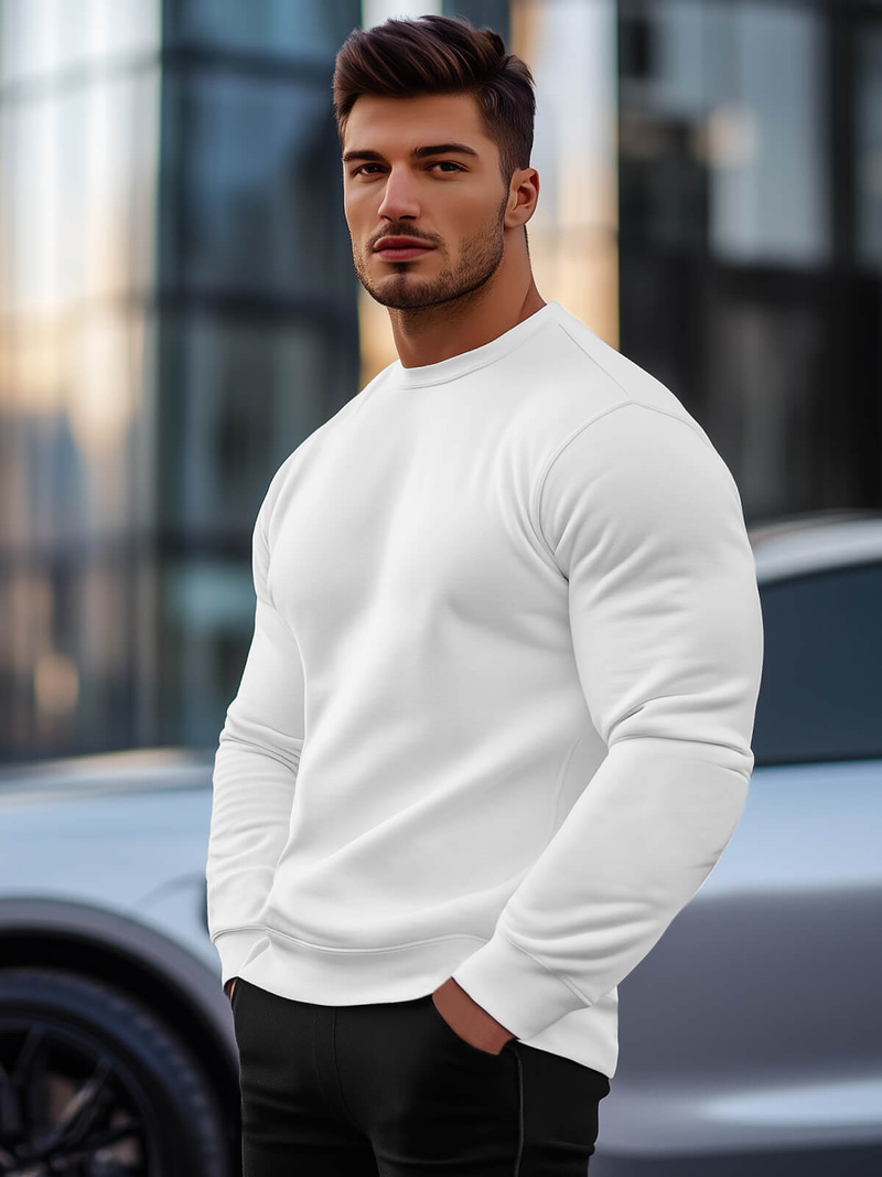 Ανδρικό Φούτερ λευκό OZONEE JS/2001-10Z