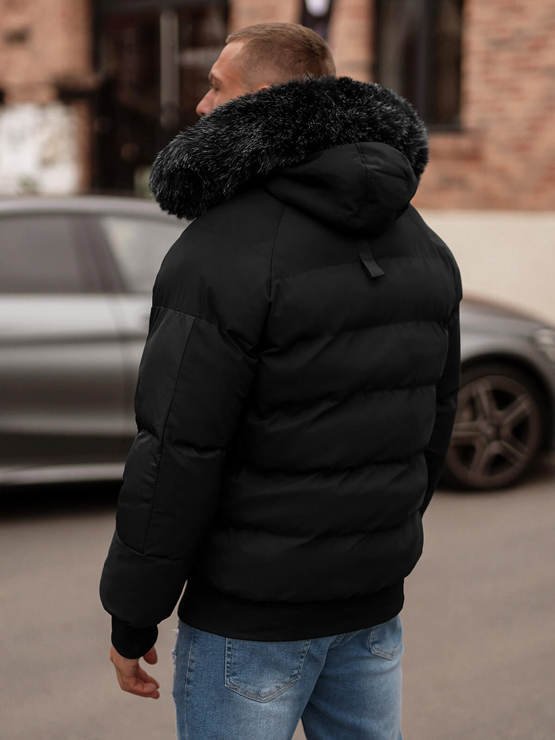 Ανδρικό χειμερινό μπουφάν mαύρος OZONEE O/M798Z