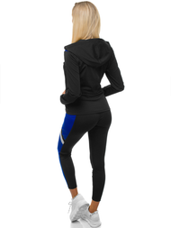 Γυναικείο σετ φόρμας δύο κομματιών μαύρο-μπλε OZONEE JS/YW06005/1/9