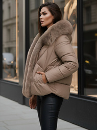 Γυναικείο μπουφάν Σκούρο μπεζ OZONEE O/16M9179/84