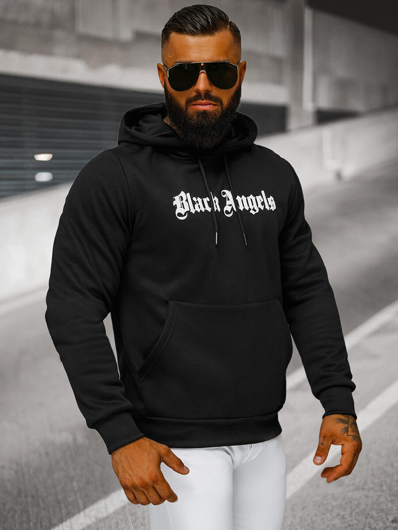 Ανδρικό Φούτερ με Κουκούλα μαύρο OZONEE JS/27B6509/3