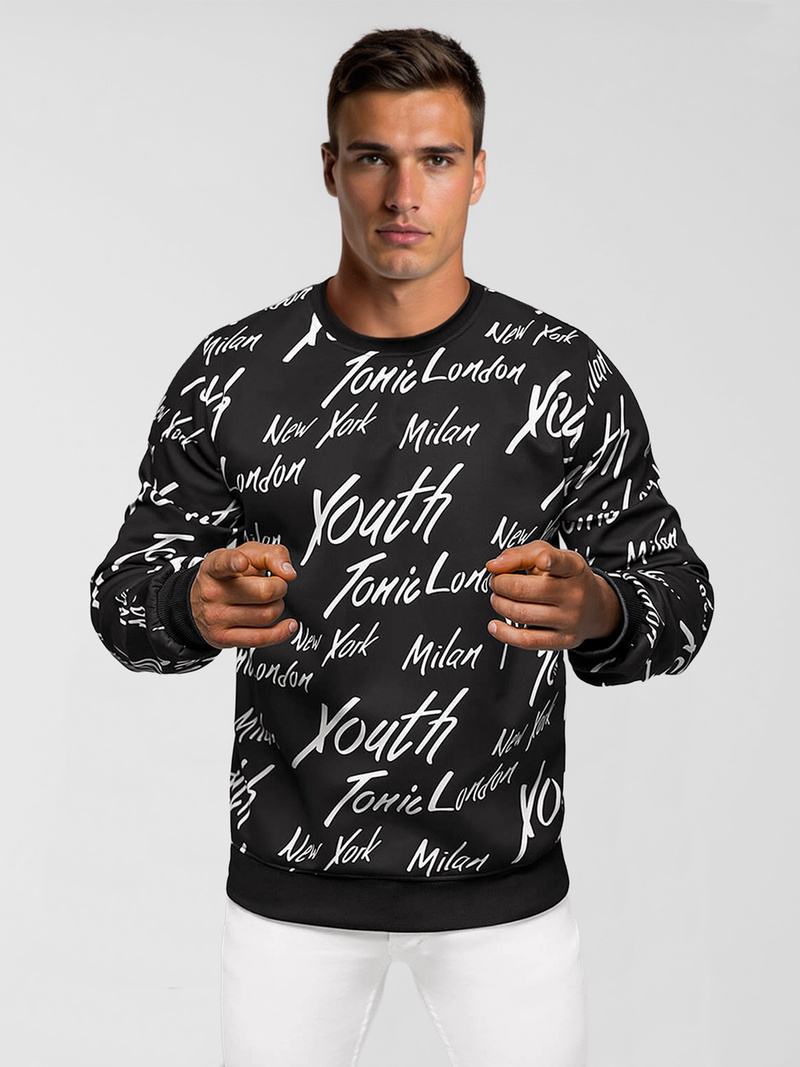 Ανδρικό Φούτερ Mαύρος OZONEE JS/8B1189/3Z