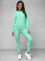 Γυναικείο βελούδινο σετ φόρμας σκούρο-μέντα OZONEE O/8C1173/139Z