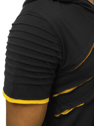 Ανδρικό μπλουζάκι με κουκούλα μαύρο-κίτρινο OZONEE O/1187XZ