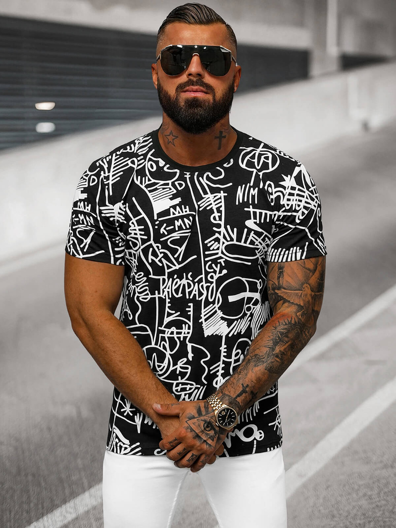 Ανδρικό μπλουζάκι μαύρο OZONEE O/T1269/3