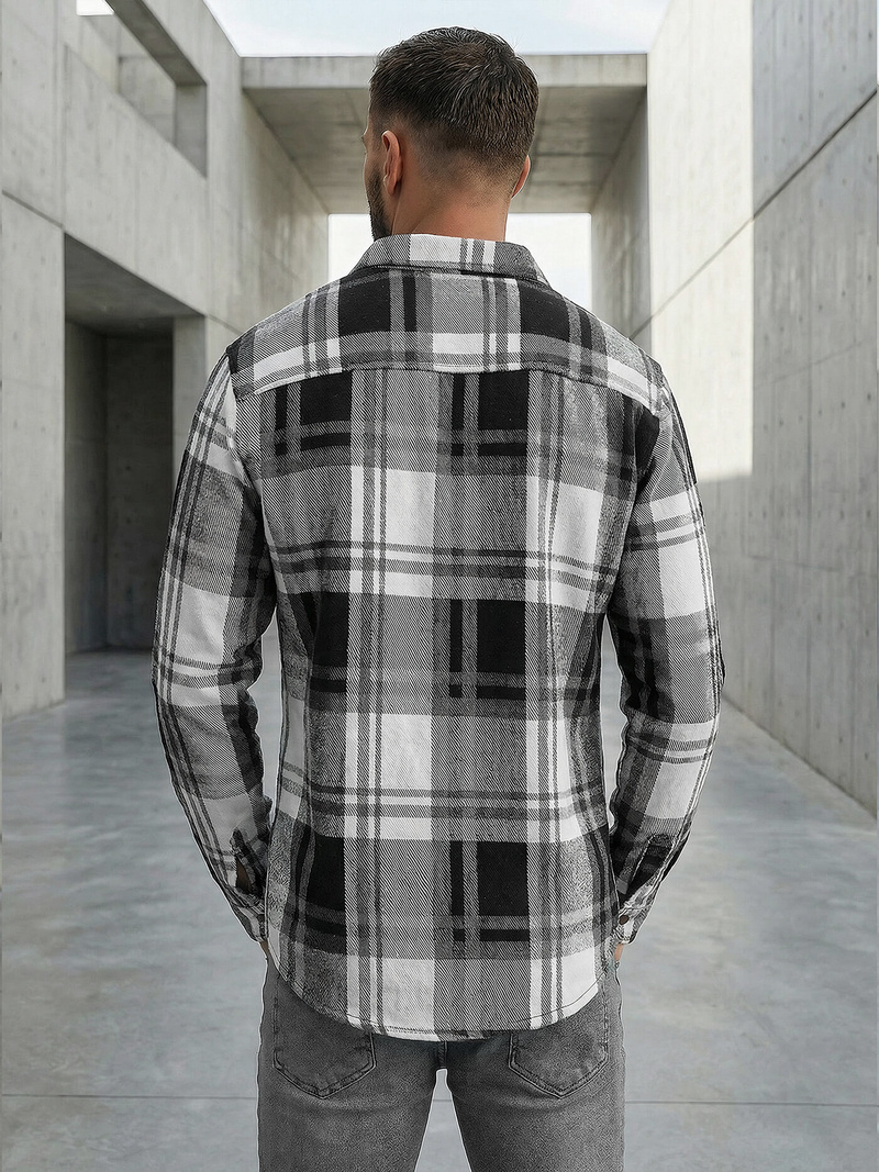 Ανδρικό πουκάμισο μαύρο άσπρο OZONEE NB/MC728N/3Z