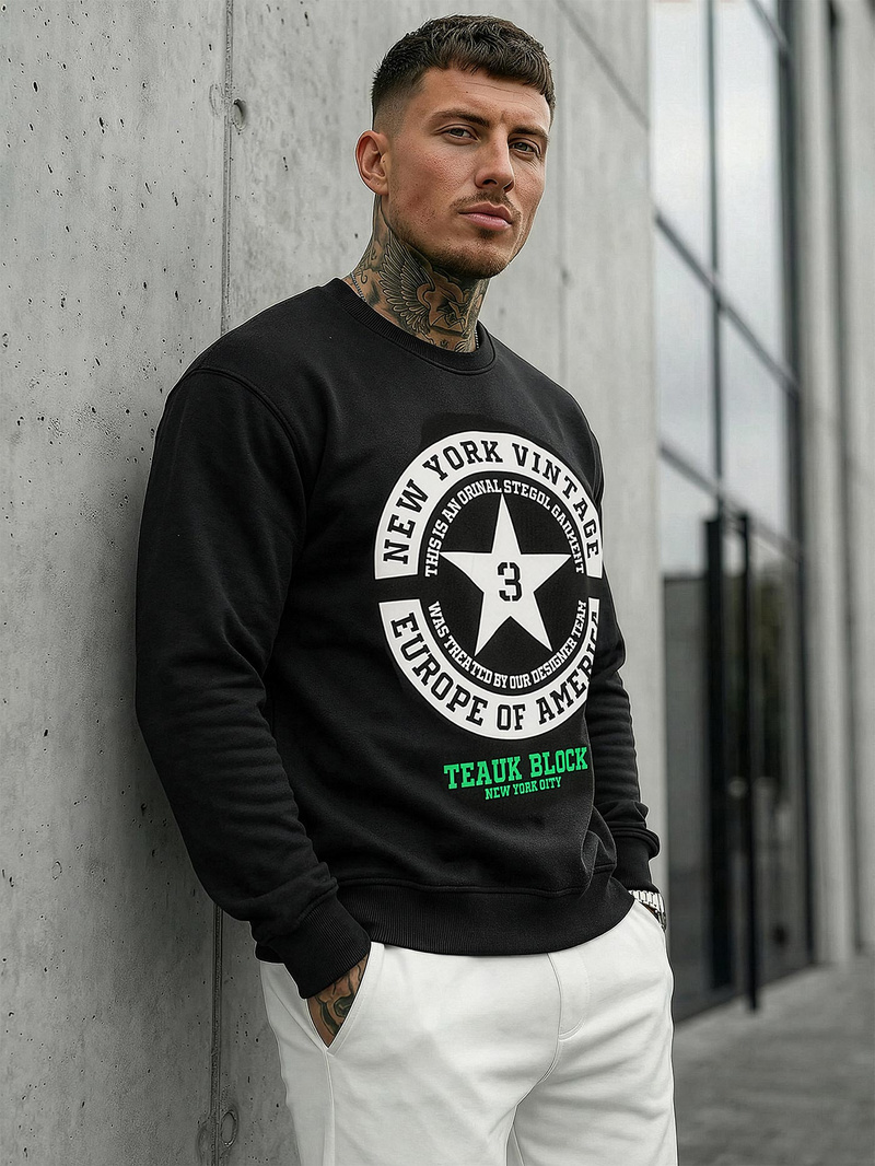 Ανδρικό Φούτερ μαύρο OZONEE JS/8B1768/3