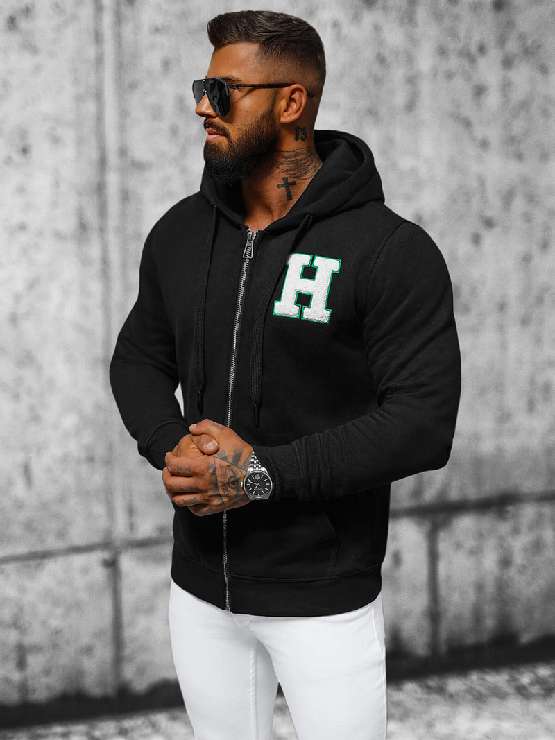 Ανδρικό Φούτερ με kουκούλα μαύρο OZONEE NB/MF2006