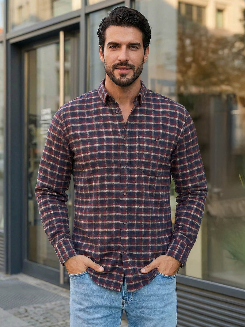Ανδρικό πουκάμισο μπορντό OZONEE V/V176Z