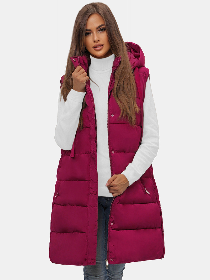 Γυναικείο αμάνικο μπουφάν mαρόν OZONEE O/81276