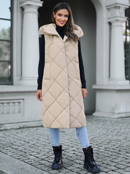 Γυναικείο αμάνικο μπουφάν μπεζ OZONEE JS/5M3165/62Z