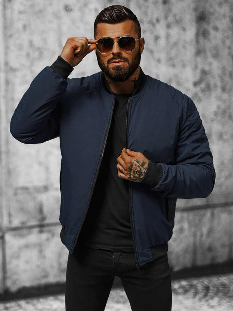 Ανδρικό χειμερινό μπουφάν ναυτικό μπλε OZONEE JS/84M3007/215