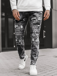 Ανδρικό τζιν παντελόνι γραφίτη OZONEE V/19194